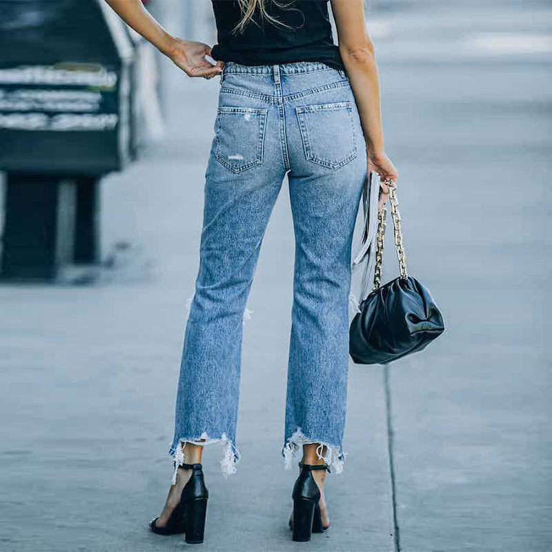Giada – Distressed Raw Edge Jeans